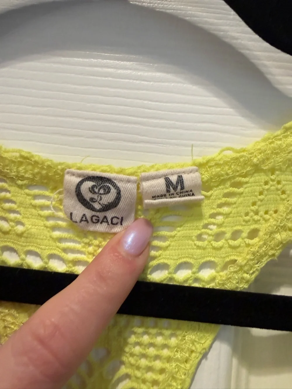 👙🌴🌺 Bright Yellow Crochet Swim Cover Up Lagaci Medium Cutout Beach Tank Boho